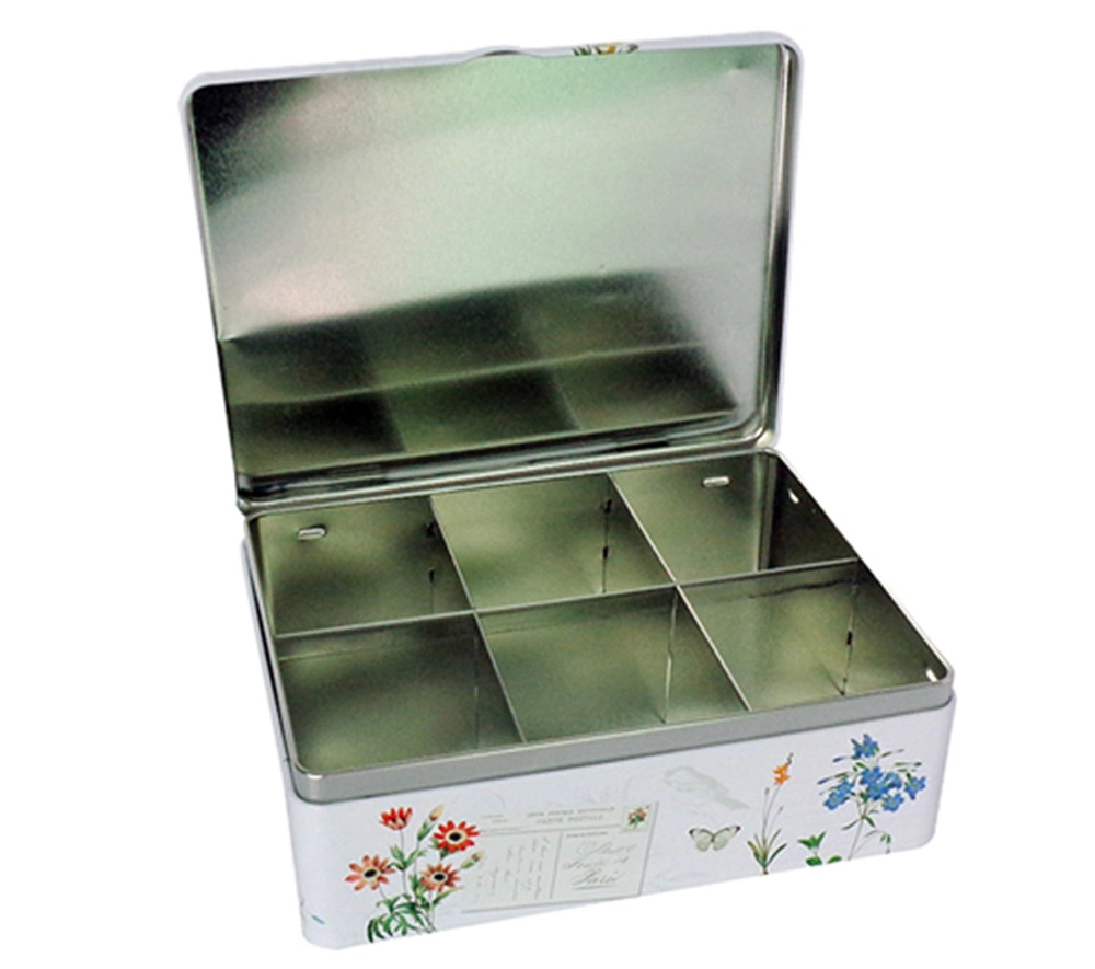 Bulk Sale Tinplate Rectangle Boxes Custom Print Large Hinged Lid Metal Tin Box for Food Packaging