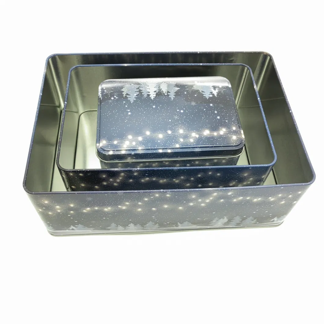 Christmas Gift Tin Box Metal Cookie Toy Can Tinplate Jar