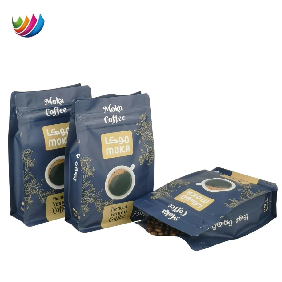 Coffee Beans Packaging Bag Brown/White Kraft Paper Lined with PE Square Bottom Bag with Tin Tie