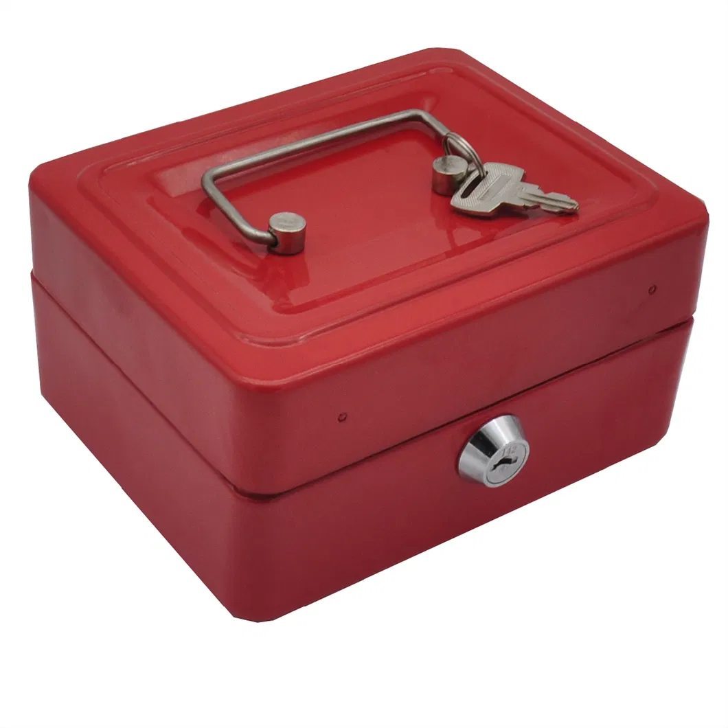 Steel Coin Bank Lock Small Money Metal Safe Cash Box with Money Tray