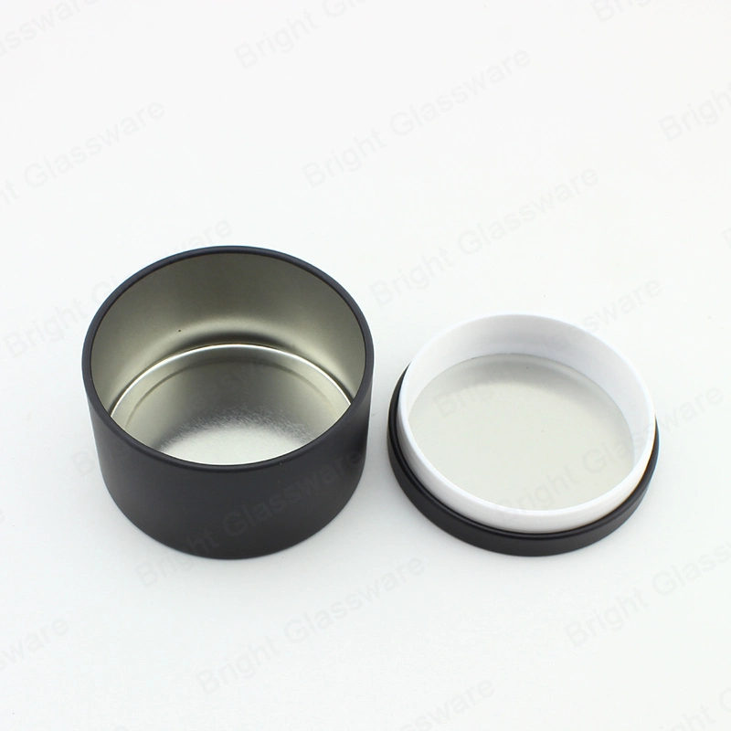 200ml Straight Side Portable Travel Black Tin Jar Empty Metal Candle Jars for Home Fragrance