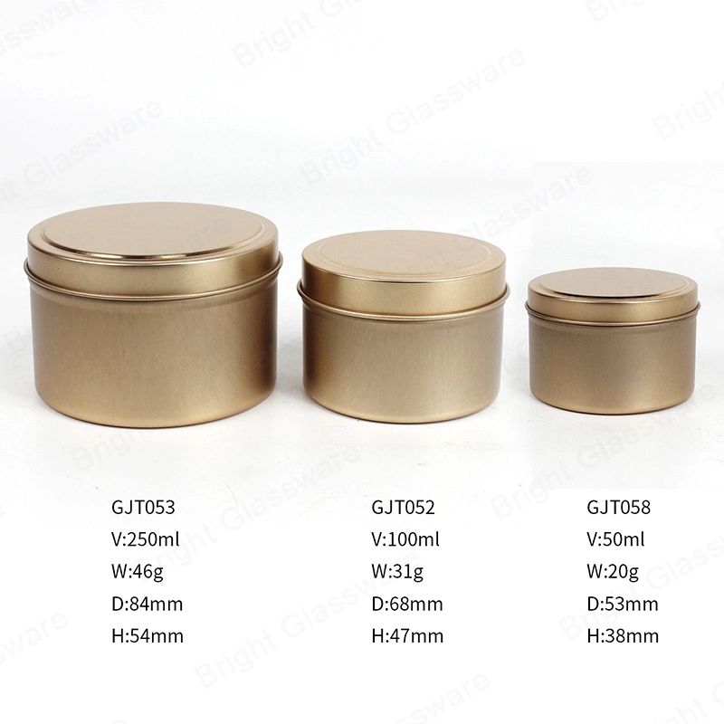 Round Seamless Aluminium Candle Tin Copper Metal Tin Box with a Solid Slide Lid