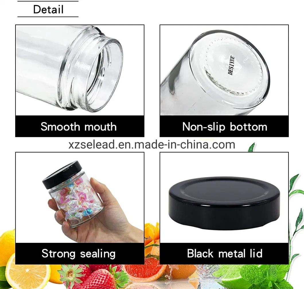 Transparent Glass Food Packaging Container Jar with Metal Airtight Lid 380ml 500ml