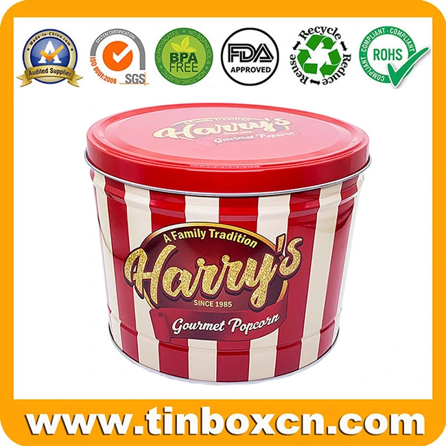 0.5/1/2/3.5/6.5 Gallon Metal Bucket Popcorn Tin with a Lid