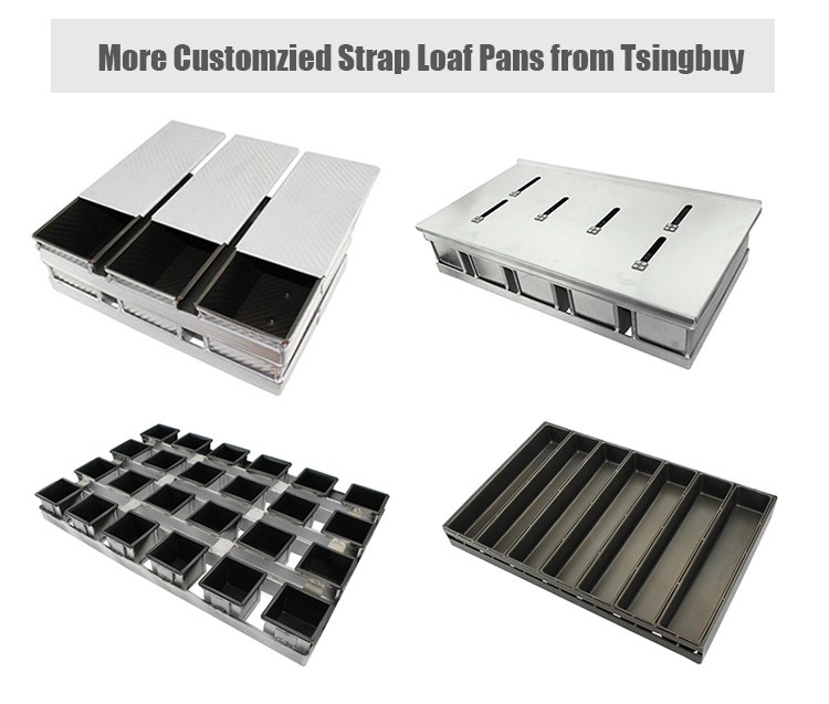 Food Grade Bakeware 4 Straps Mould Baking Mold Nonstick Aluminum Pullman Loaf Pan Toast Box Bread Tins with Cover Lid