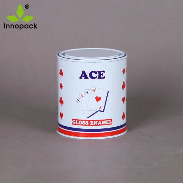 1 Liter Mini Printed Small Round Metal Tin Can with Lid for Chemical