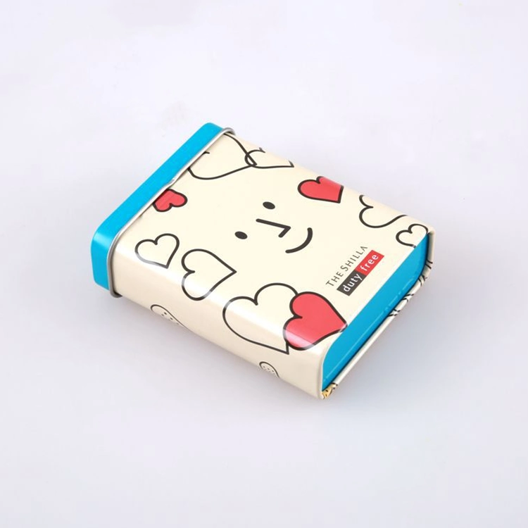 Custom Rectangular Hinged Candy Mint Bandage Packaging Metal Tin Box for Band-Aid