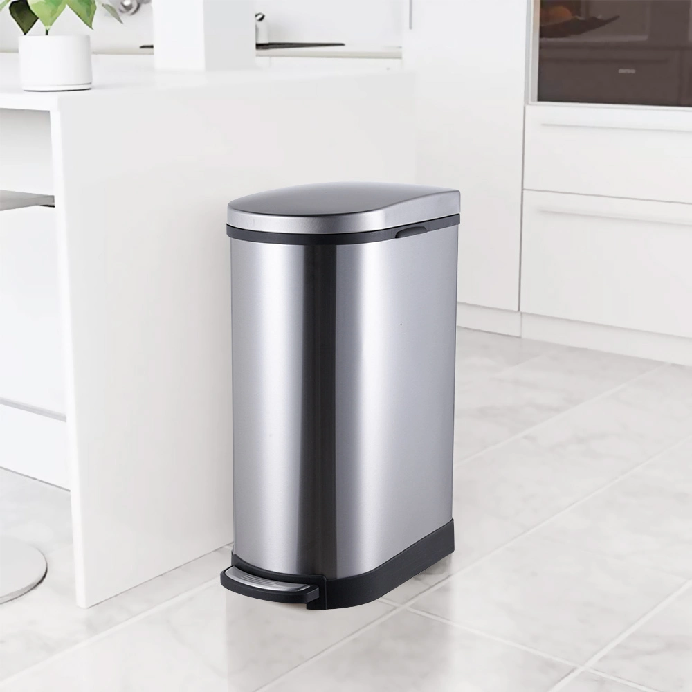 Metal Dustbin Stainless Steel Hotel Office Large Waste Garbage Bins Kitchen Trash Can