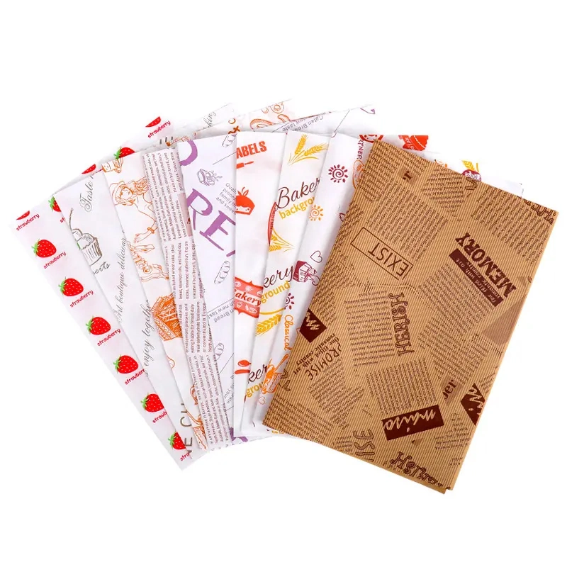 Custom Printed Waxed Wrap Paper for Hamburg Sandwich Fried Chicken Packaging