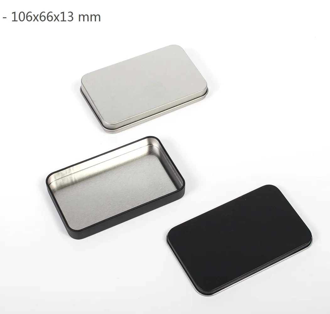 Rectangular Tins Plain Hinged Metal Packing Box Matte Black Tin Container White Silver Metal Tins Box