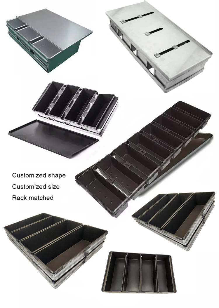 Food Grade Bakeware 4 Straps Mould Baking Mold Nonstick Aluminum Pullman Loaf Pan Toast Box Bread Tins with Cover Lid