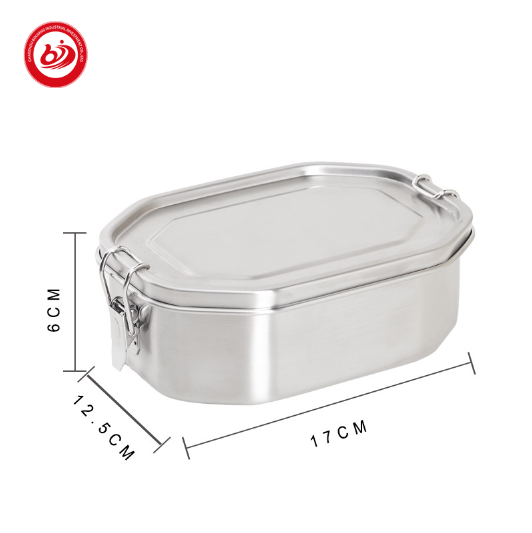 Octagon Shape Stainless Steel 304 Bento Lunch Box with Removal Divider Leak Proof 800ml Metal Food Container for Kids and Adult