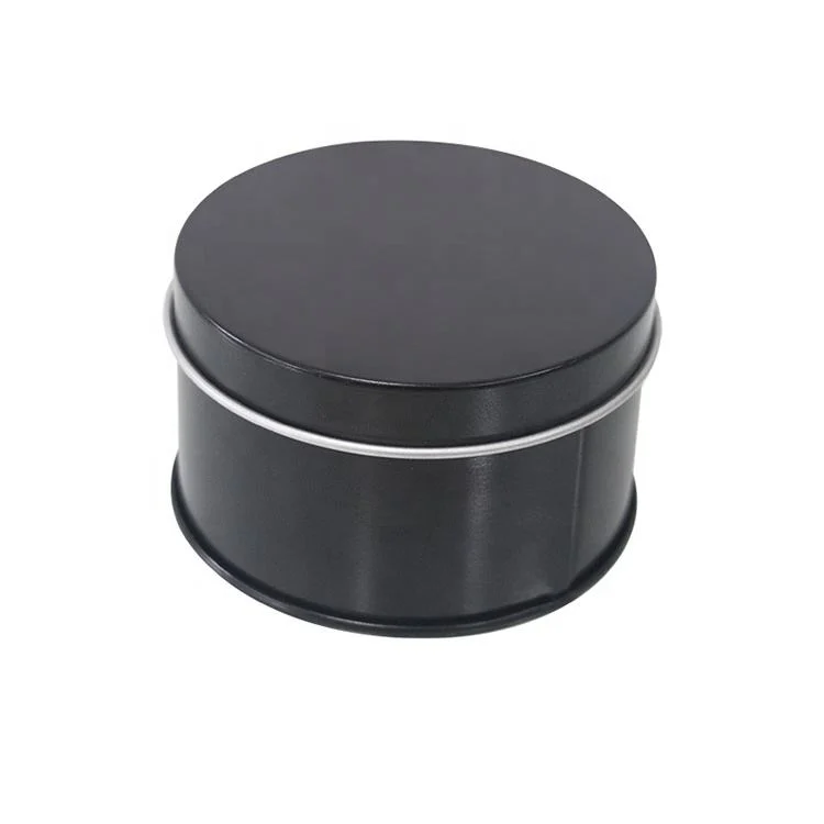 Child Resistant Round Tins Big Round Shape Metal Tin Box Black Color Metal Round Container 16oz Candle Tin