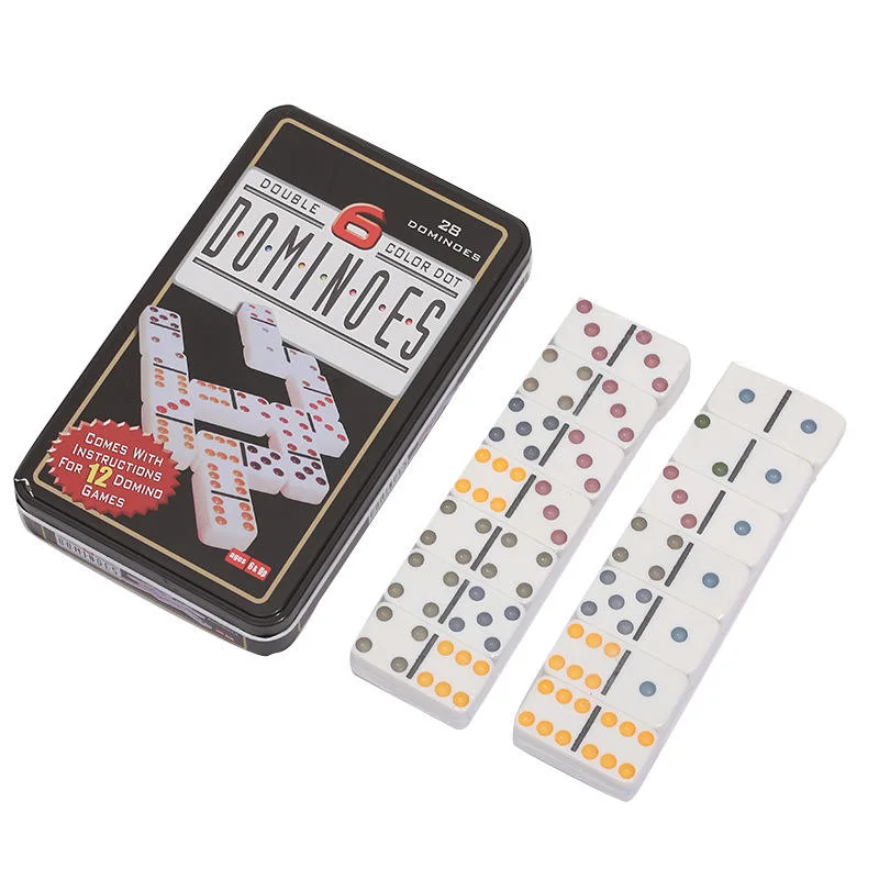 Double Six Square Rectangular Metal Toy Packing Dominoes Custom Tin Box