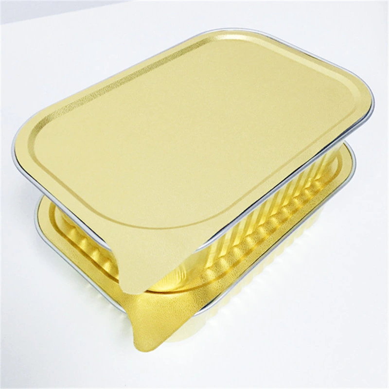 Round 500ml Aluminum Foil Takeaway Packaging Box High-End Golden Thickened Sealable Fast Food Tin Box with Lid