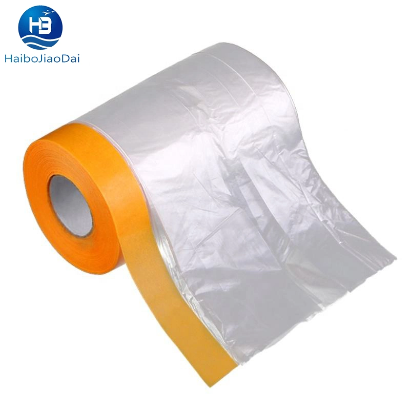 Factory Supplies 450mm Plastic Transparent Masking Film Pre Taped Masking Roll Film for Use in Painting