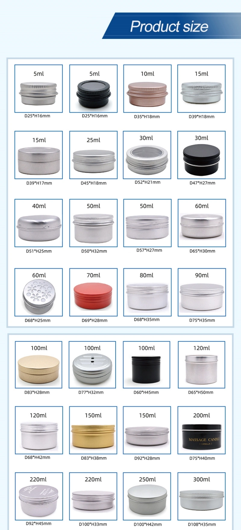 Cylinder Rectangle Metal Vitamin Food Health Products Jars Aluminum Round Tin Containers