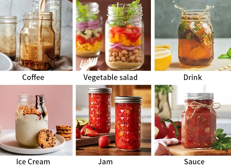 1000 Ml Transparent Thread High Quality and Low Price Glass Food Glass Storage Jar with Colorful Tin Lid