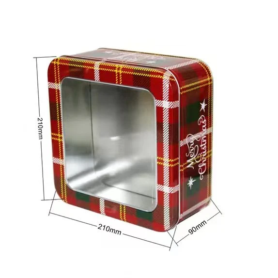 Best-Selling Decorative Wedding Gift Box Metal Christmas Tin Tin Transparent PVC Window