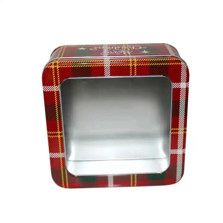 Best-Selling Decorative Wedding Gift Box Metal Christmas Tin Tin Transparent PVC Window