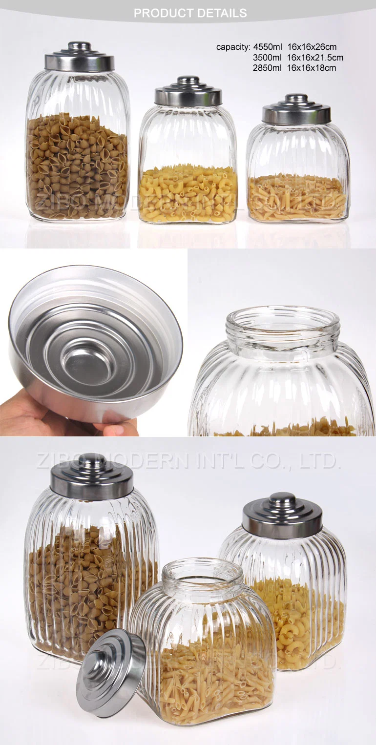 Clear High Cylinder Airtight Candy Food Large Glass Storage Jar Wide Metal Lid