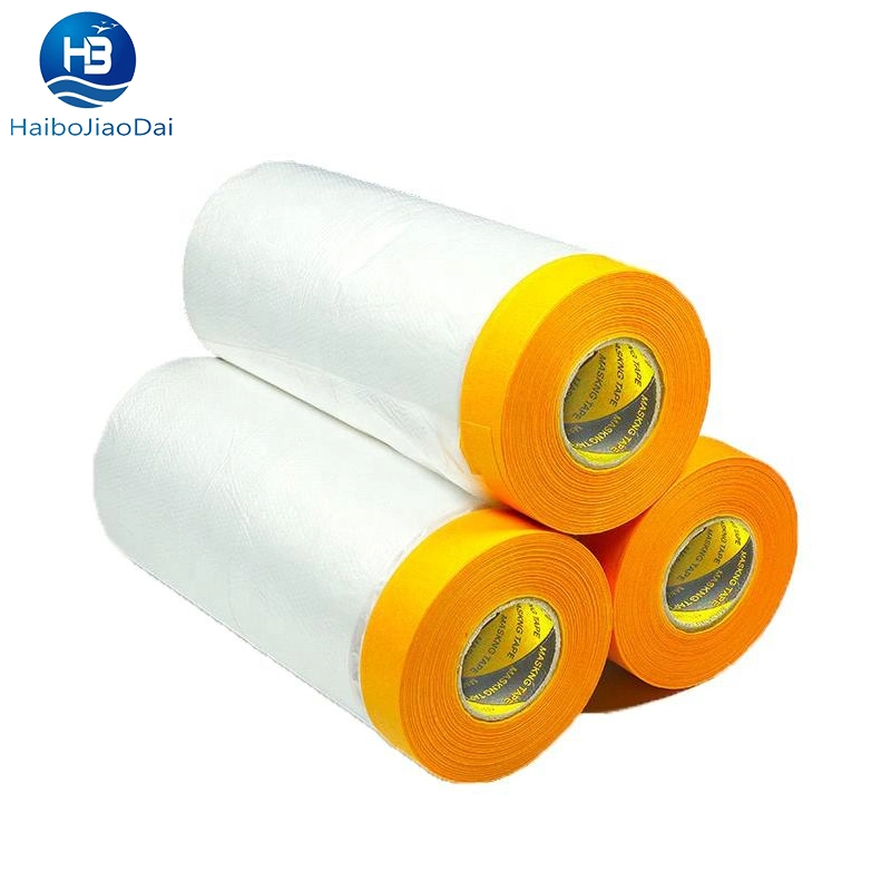 Good Quality Car Protection Usage Disposable Paint Masking Paper Plastic Masking Film Pre Taped Roll Film