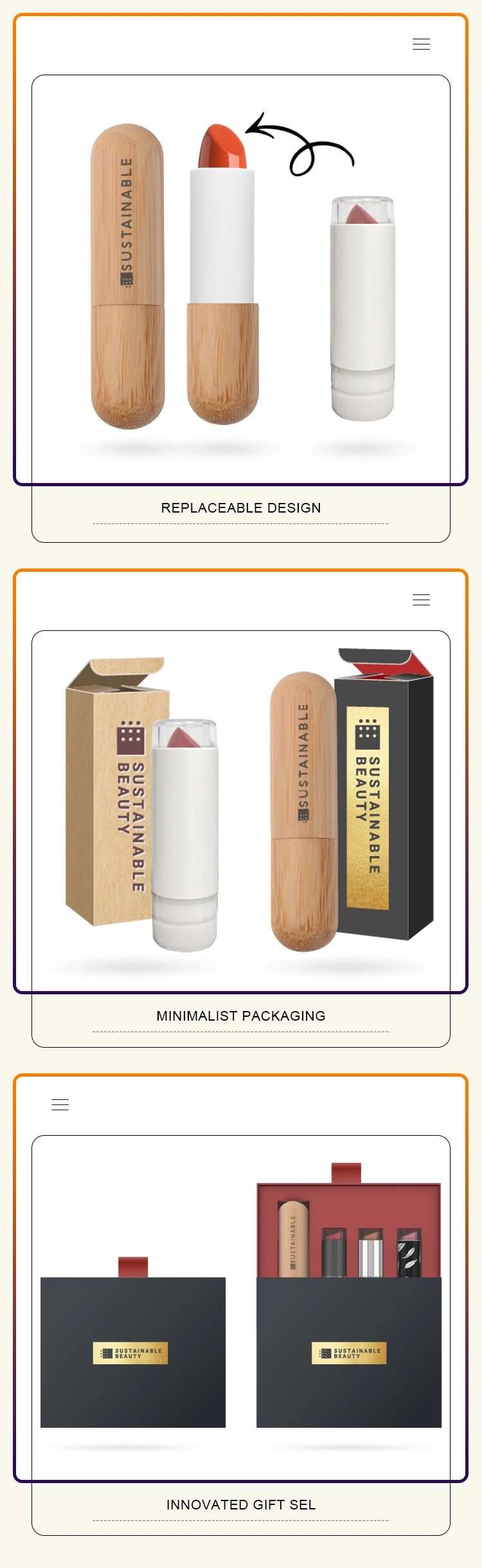 Custom Wholesale Compostable Replaceable Recycling Bamboo Empty Refill Lipstick Packaging