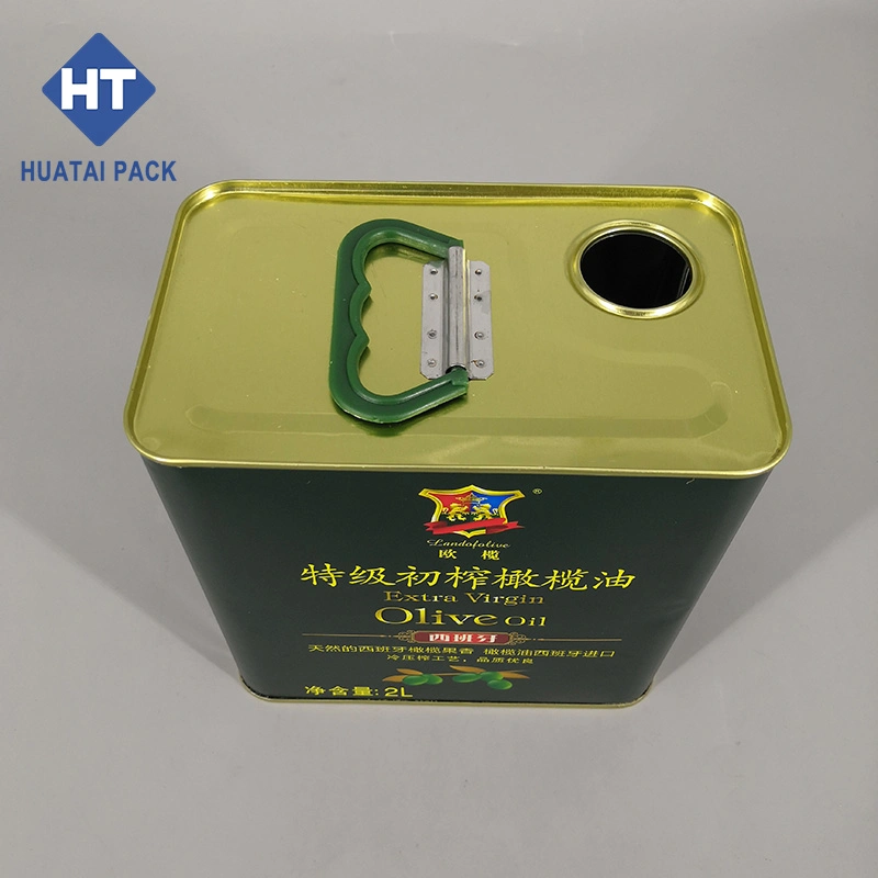 Customize Logo Square 3L Olive Oil Tin Can with Plastic Spout Cap