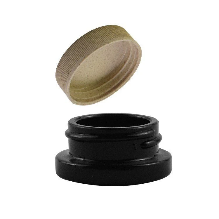 Customized 3ml 5ml 9ml Empty Mini Airtight Straight Sided Small Round Concentrate Black Glass Wax Jar Container