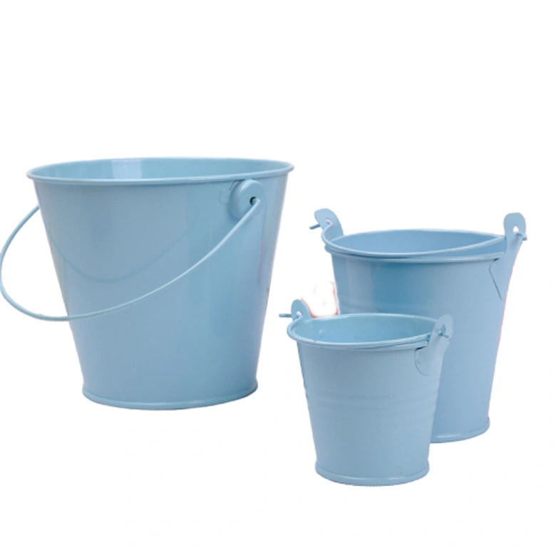 Small Metal Buckets, Colored Galvanized Tinplate Tin Pails with Handles for Garden Container