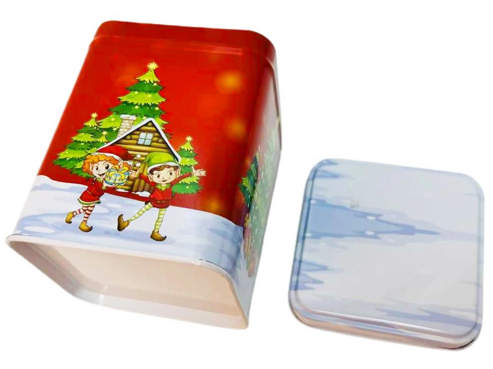 Factory Custom Tinplate Tin Container Square Christmas Metal Box Packaging Small Assorted Candy Tin Box