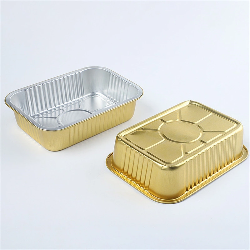 Round 2800ml Golden Seal Tin Foil Lunch Box High-End Takeaway Roast Fish Roast Duck Package Tin Foil Box