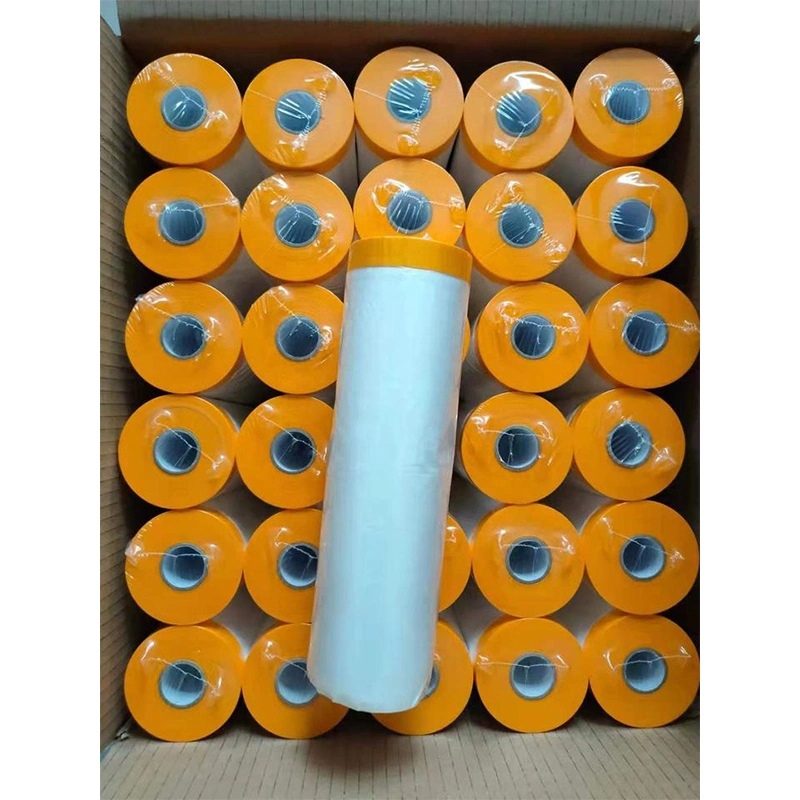 Furniture Dustproof Pre Taped Transparent Plastic Masking Film Car Automotive Auto Refinish Paint Roll Film