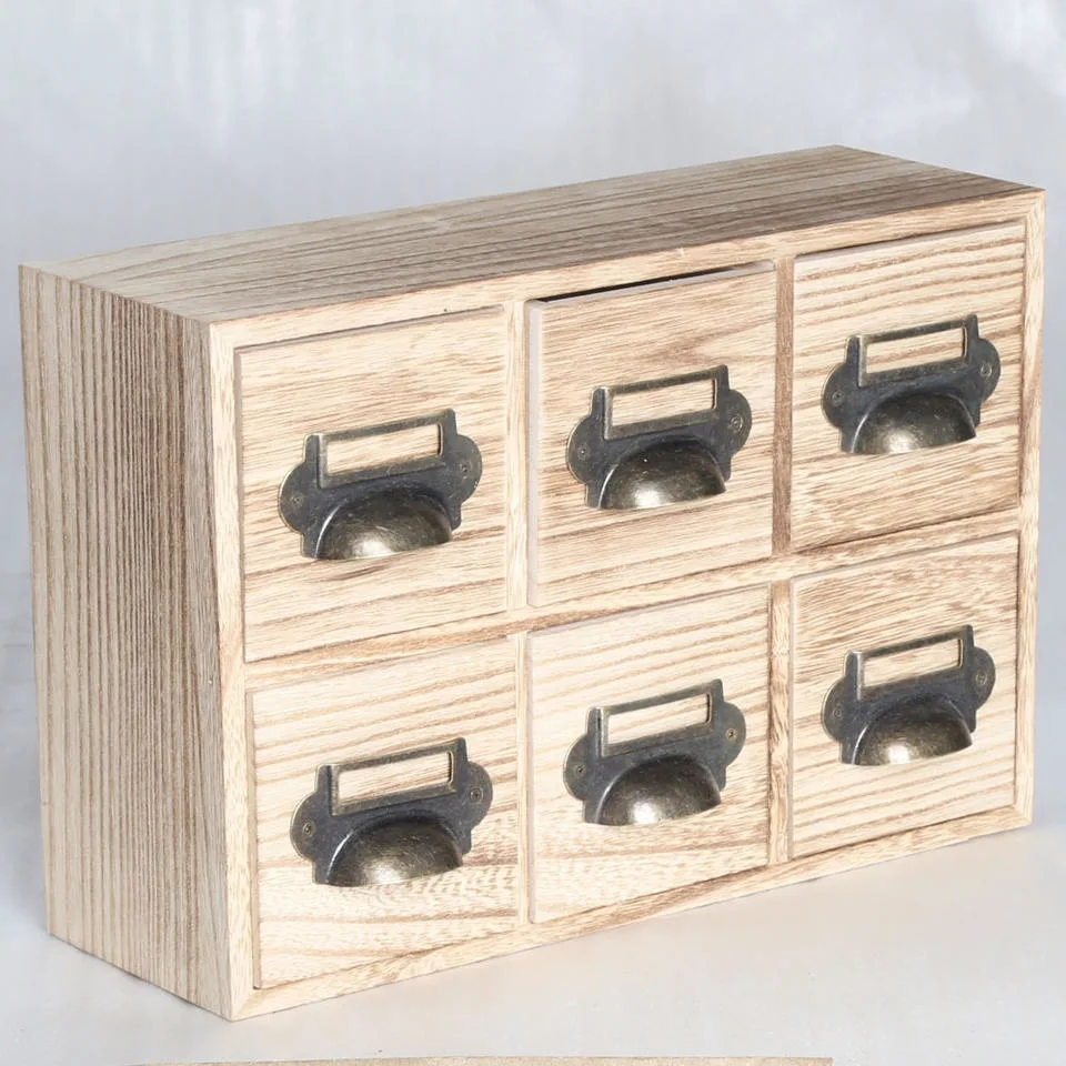 Wooden/Wood Box with Drawers with Metal Handle for Tea/Jewelry/Toy Storage