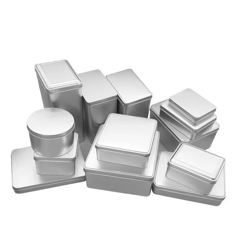 Silver Storage Tin Box, Small Party Gifts Tin Box, Metal Tin Box with Lid and Large Clear Window, Portable Empty Tin Box, for Coin Key Puzzle Cards Candy