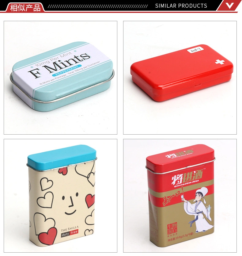 Custom Rectangular Hinged Candy Mint Bandage Packaging Metal Tin Box for Band-Aid