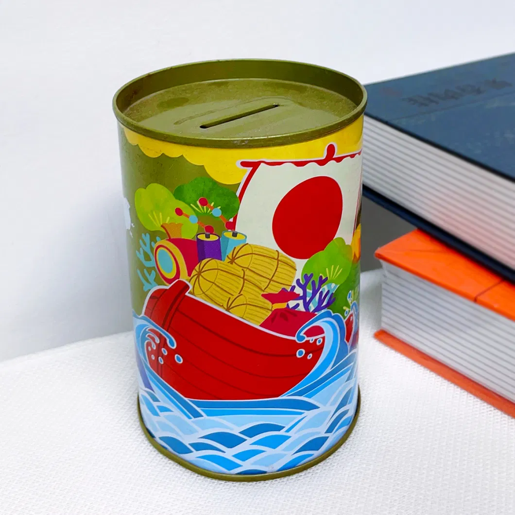 Creative Large Capacity Metal Cylinder Piggy Bank Children&prime;s Gift Box Tin Wholesale