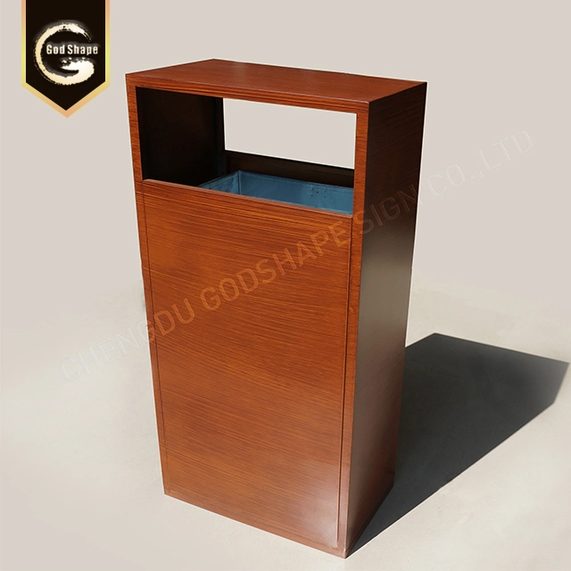 Customized Wooden Large Slim Metal Trash Can with Lid