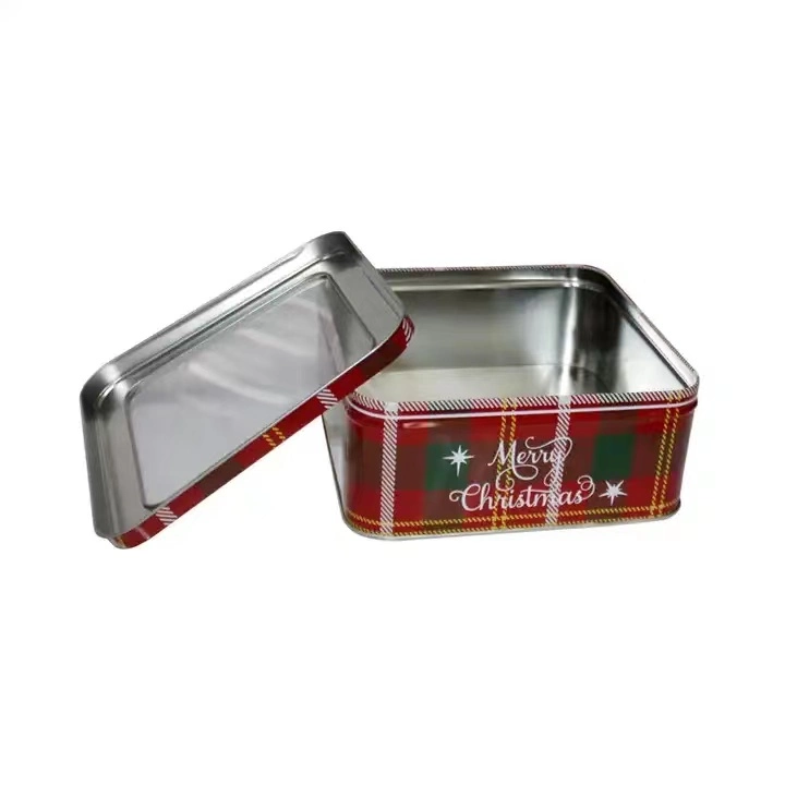 Best-Selling Decorative Wedding Gift Box Metal Christmas Tin Tin Transparent PVC Window