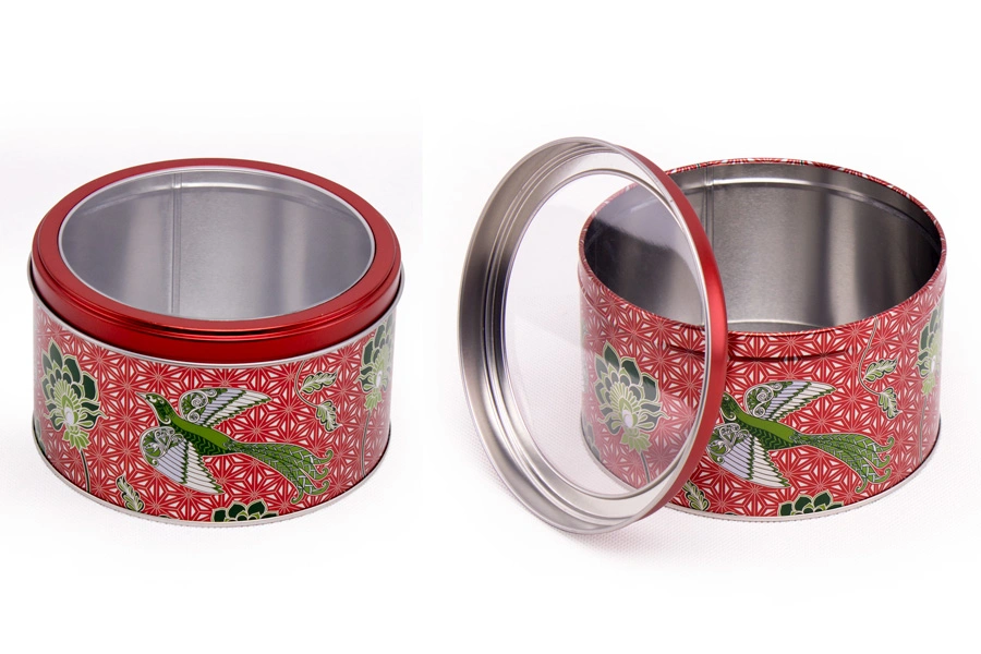 High Quality Tinplate Material Cute Round Metal Watch Box Silver Window Tin Box Mini Tin Storage Bo