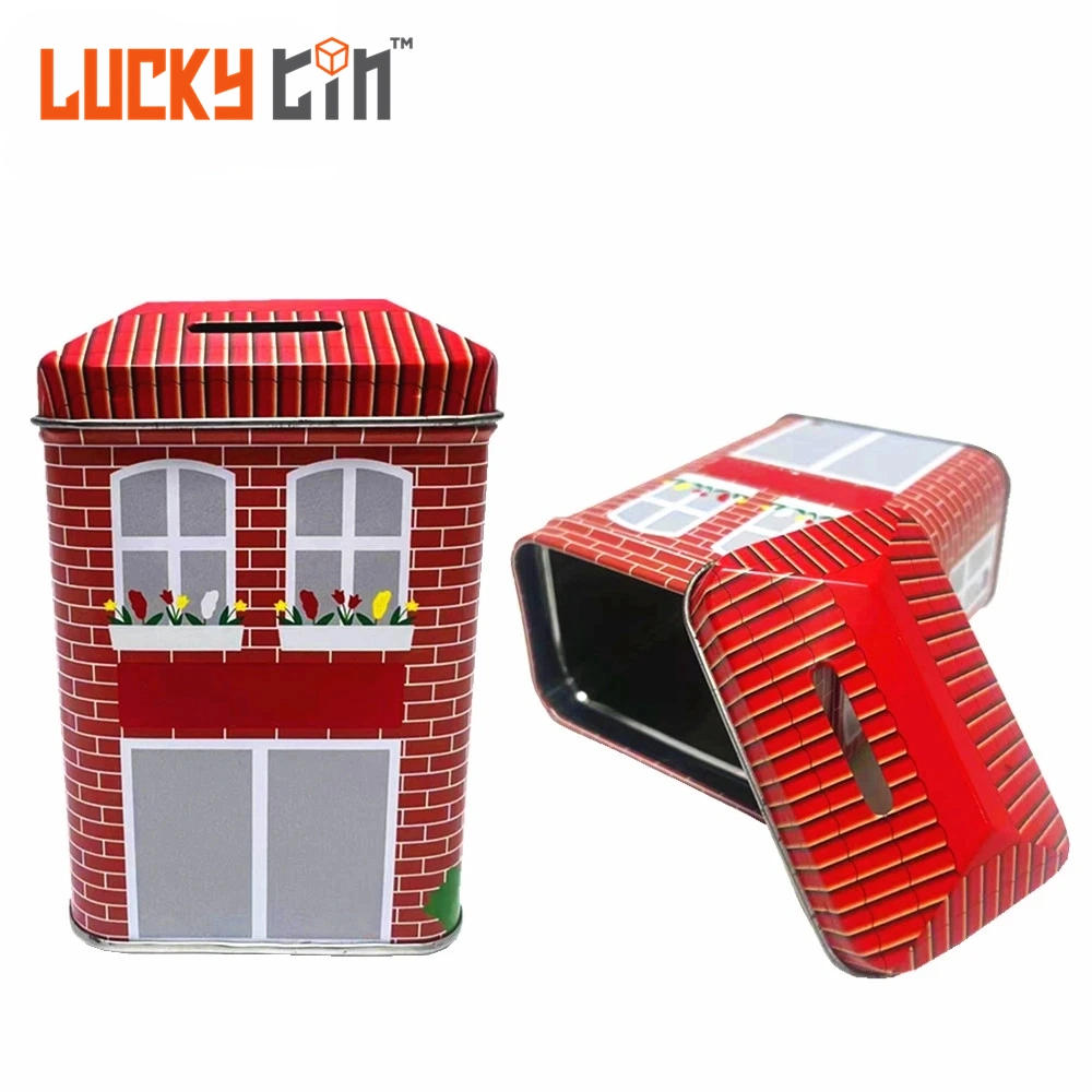 Factory Custom Tinplate Unopenable Piggy Bank Kids ATM Metal Money Box Packaging Non-Stainless Steel Coin Tin Can