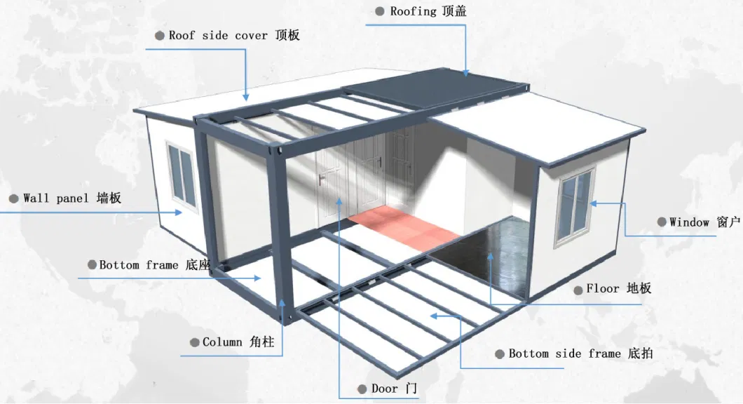 Steel Metal Portable Prefab Prefabricated House Expandable Container House with Two Bedrooms