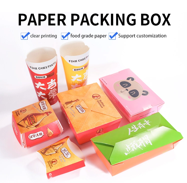 Wholesale Logo Custom Big Size Kraft Paper Box Fried Food Packaging