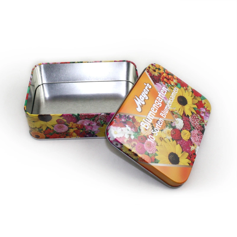 Custom Nice Printed Rectangular Herb Plant Flower Vegetable Seeds Packaging Tin Box