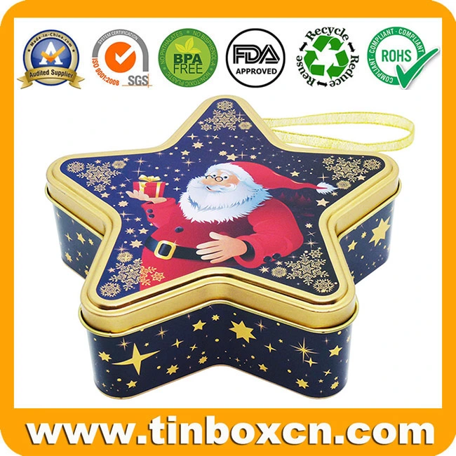 Decorative Pentacle Shape Christmas Gifts Metal Box Five-Pointed Star Tin