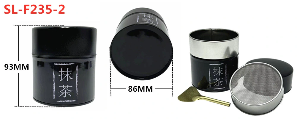 Wholesale Custom Metal Round Can Container White Black Matcha Tin Jar for Loose Tea Can and Matcha Spice