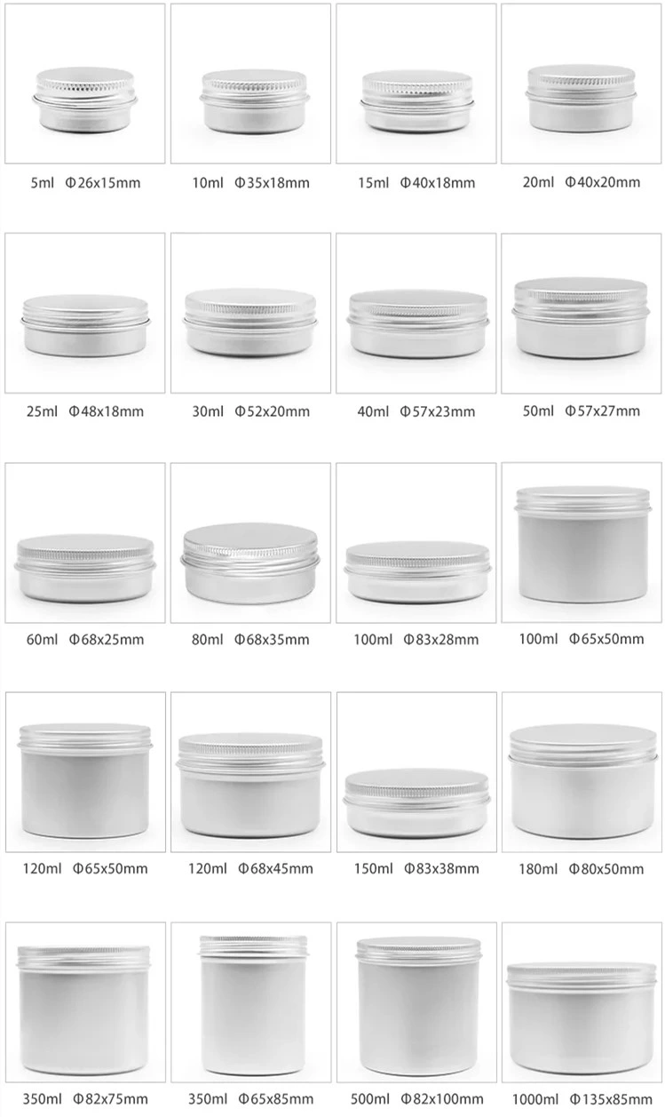 China High Quality Silver Aluminum Jars Cosmetic Round Metal Tin Box