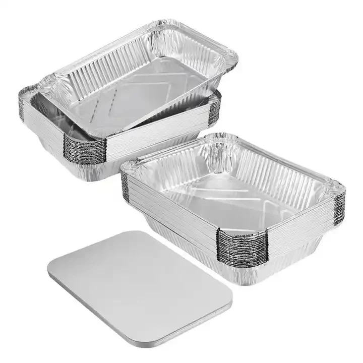 Aluminum Foil Containers Catering Food Packaging Disposable Tin Foil Tray Disposable Tin Foil Tray with Plastic Lid