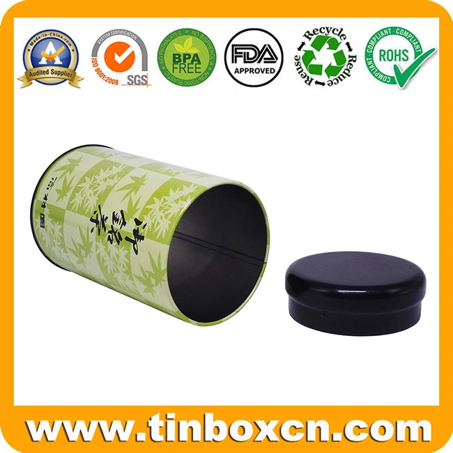 Metal Tea Caddy Tin Can Round Tea Packaging Box with Airtight Lid