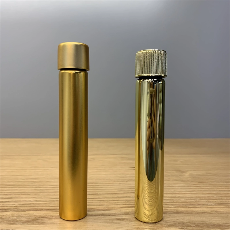 115mm Electroplated Golden Glass Joint Tube Custom Blunt Tubes with Child Resistant Lid